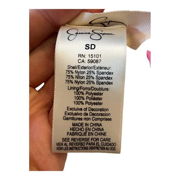 NWT Jessica Simpson Pretty in Pique Tie-Front Bikini Top Pink Size SD - Picture 7 of 8